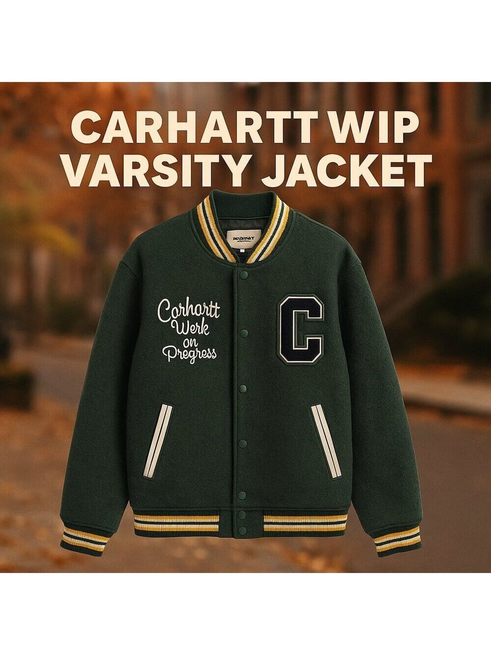 ✨ Carhartt WIP Pembroke Varsity Jacket – Embroidered Wool Letterman – Size XL ✨